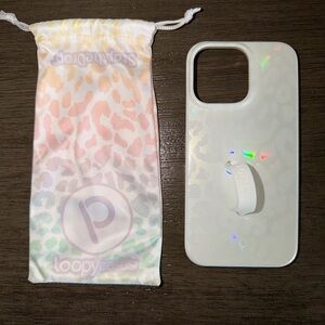 Loopy Case Iridescent White Cheetah Phone Case with Loop